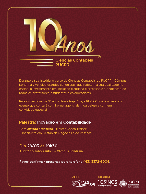 10 anos do curso de Ciências Contábeis da PUCPR